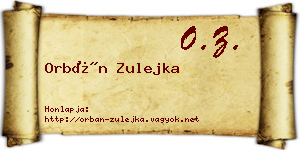 Orbán Zulejka névjegykártya
